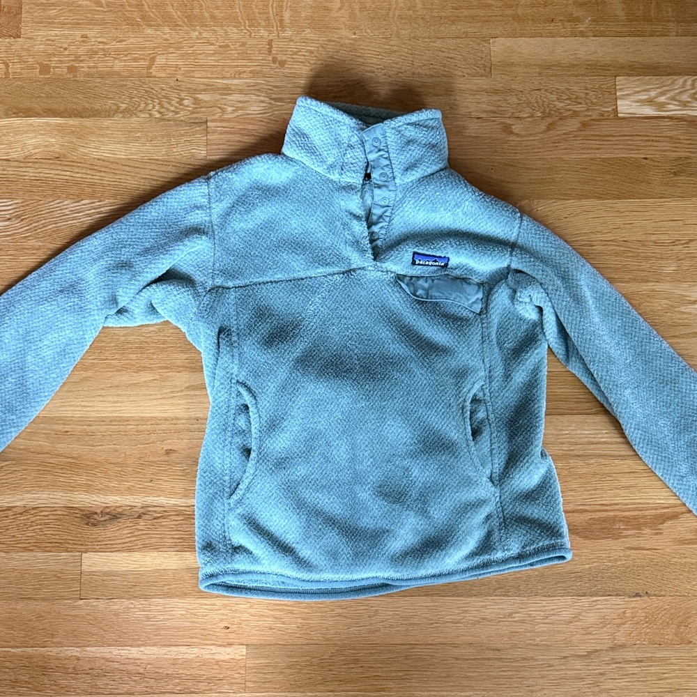 Patagonia Womens Light Blue Fleece quarter button up